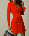 Dámske šaty/sako s dvojradovým zapínaním 9040 červené