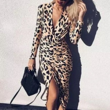 Dámske šaty s leopardím vzorom 2564