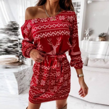 Dámske plyšové vianočné šaty 10093