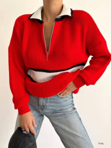 Dámsky sveter s golierom a zipsom E0148