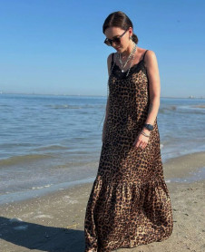Dámske šaty s leopardím vzorom T7759